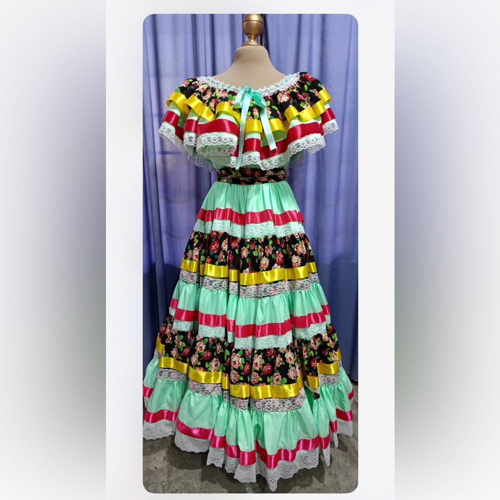 Colorful Floral folklorico Dress